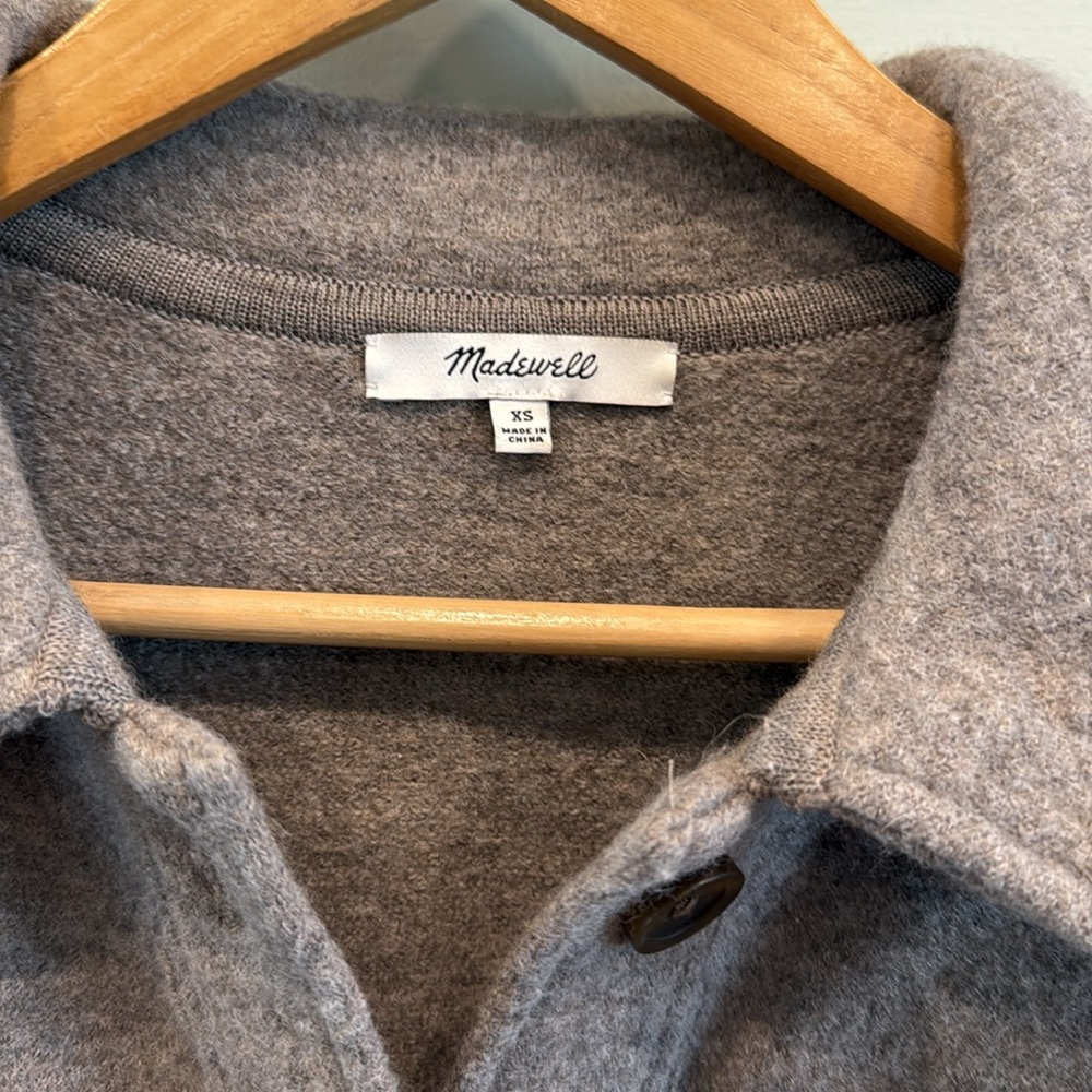 Madewell Boiled Wool Bridgman Sweater-Jacket - Brown - Womens size XS - Picture 4 of 8